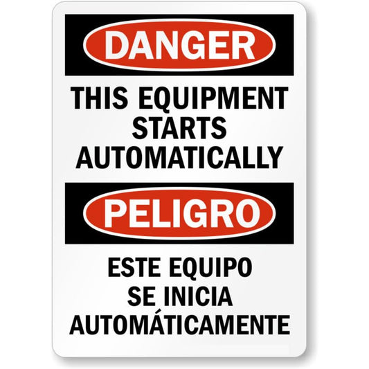 Bilingual Equipment Starts Automatically Aluminum Weatherproof  Sign