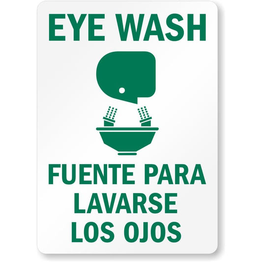 Bilingual Eye Wash Aluminum Weatherproof  Sign