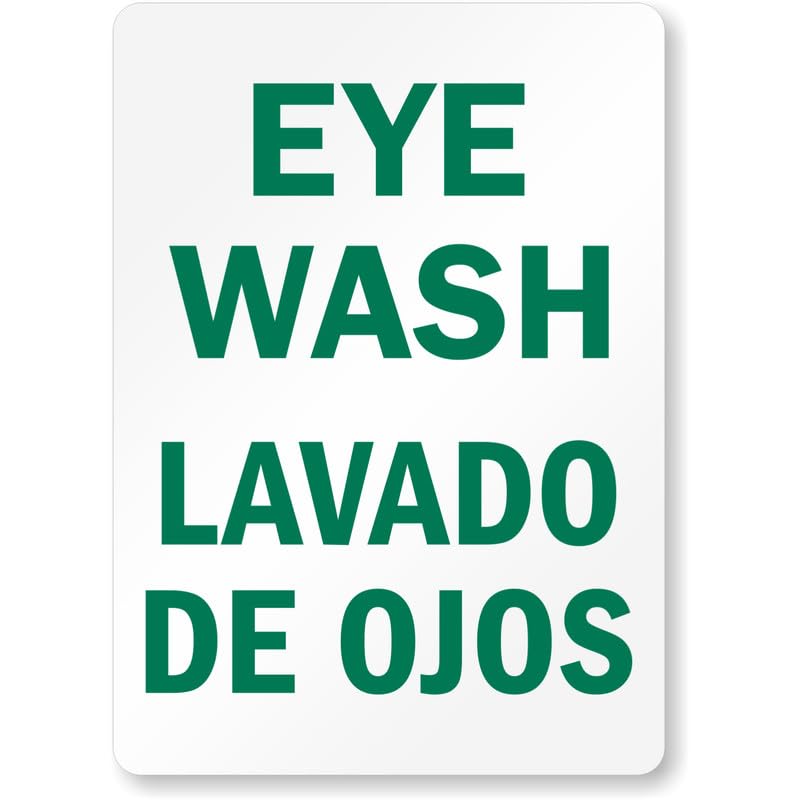 Bilingual Eye Wash Aluminum Weatherproof  Sign
