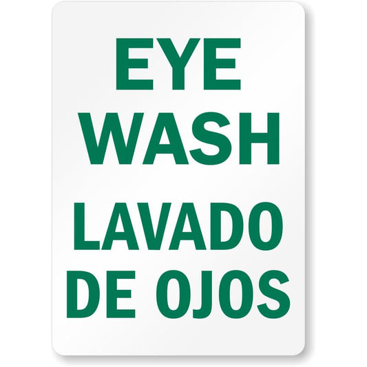 Bilingual Eye Wash Aluminum Weatherproof  Sign
