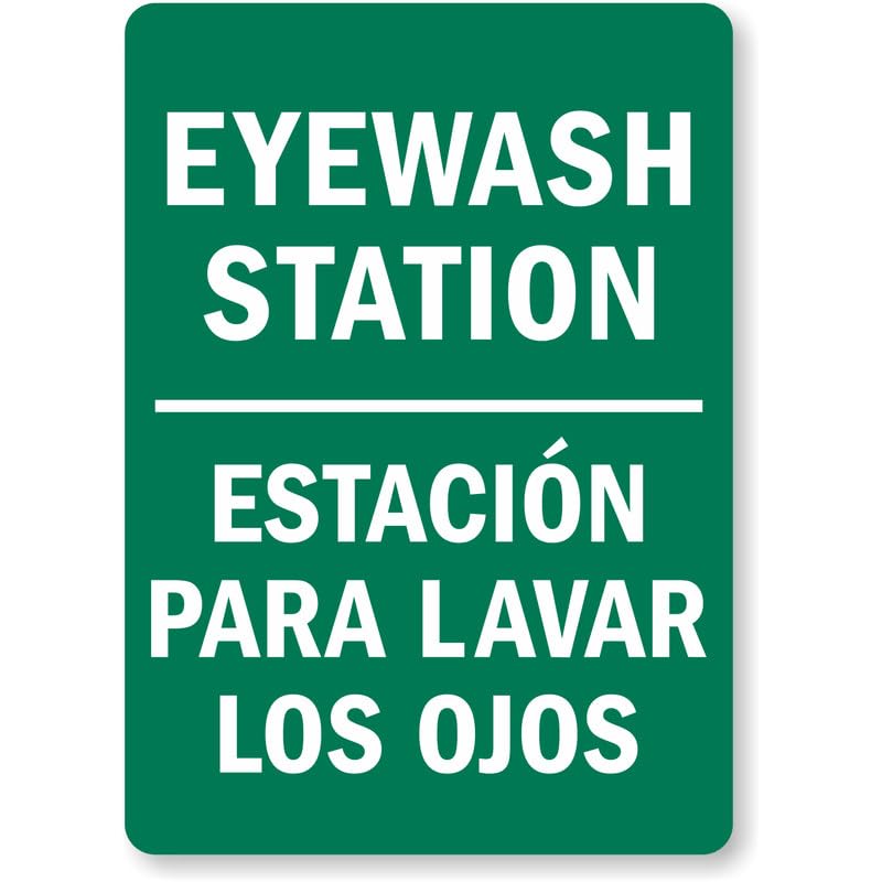 Bilingual Eyewash Station Aluminum Weatherproof  Sign