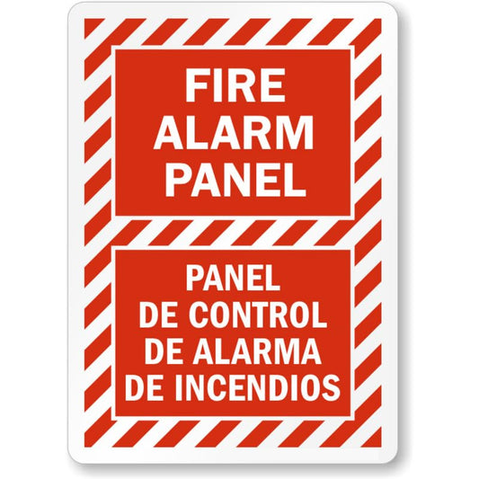 Bilingual Fire Alarm Panel Aluminum Weatherproof  Sign