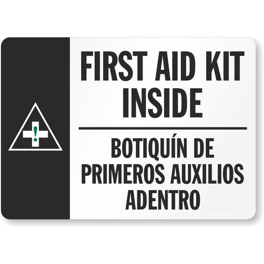 Bilingual First Aid Kit Aluminum Weatherproof  Sign