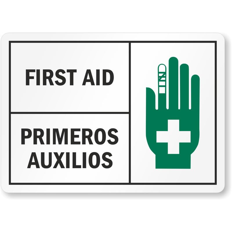 Bilingual First Aid Aluminum Weatherproof  Sign