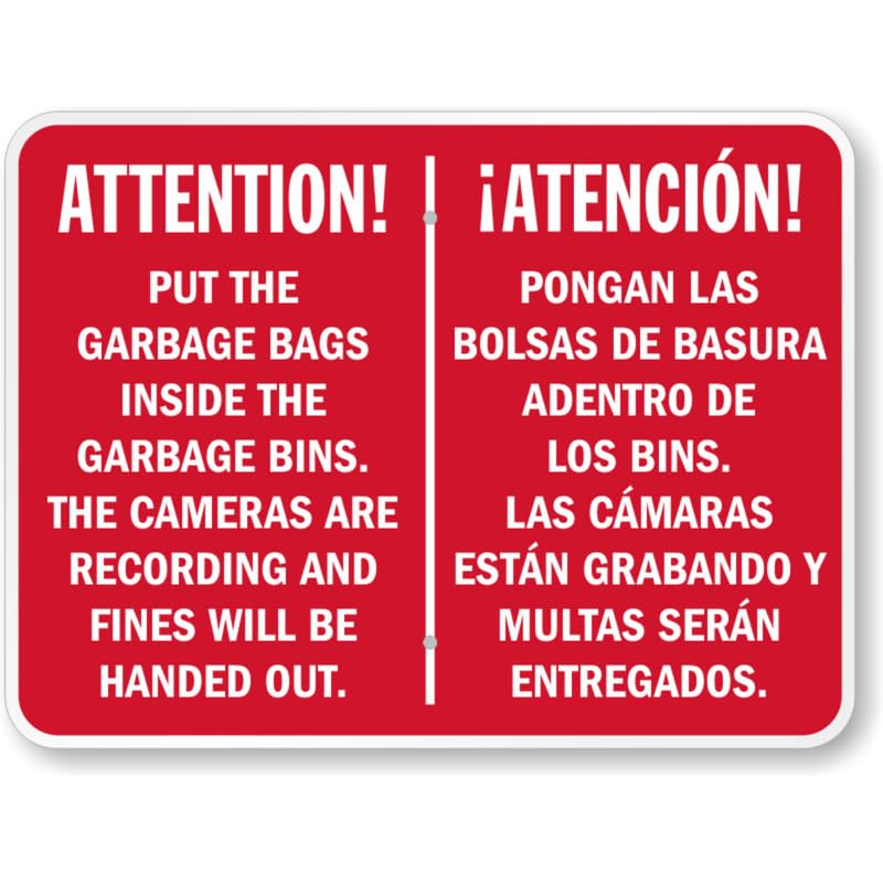 Bilingual Garbage Bags Rules Aluminum Weatherproof  Sign