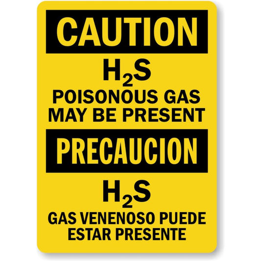 Bilingual H2S Poisonous Gas Aluminum Weatherproof  Sign
