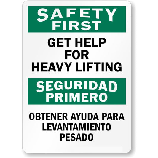 Bilingual Heavy Lifting Aluminum Weatherproof  Sign