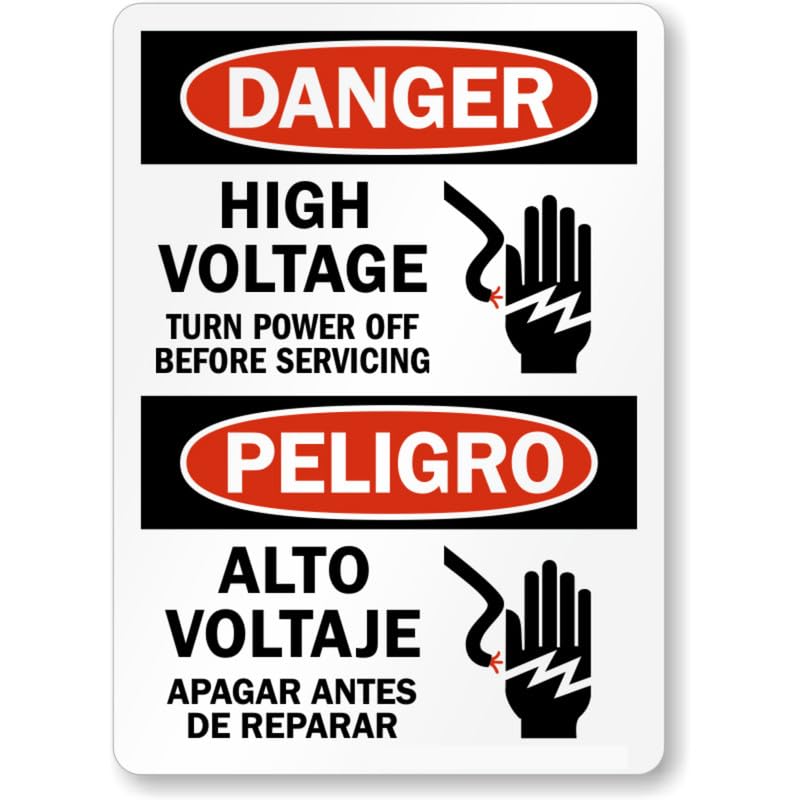 Bilingual High Voltage Aluminum Weatherproof  Sign