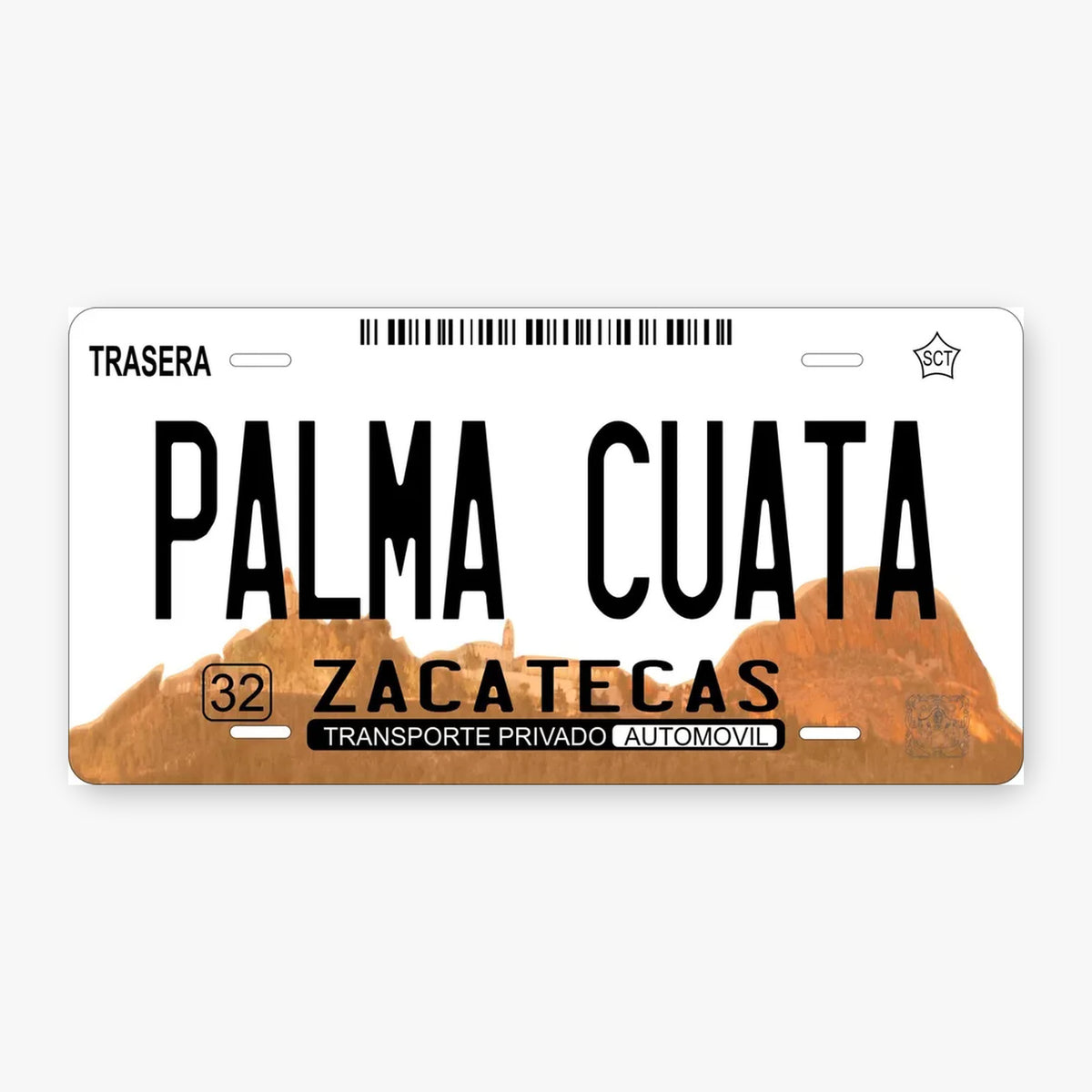 Zacatecas 2002 Scenic Personalized Replica License Plate — product artwork