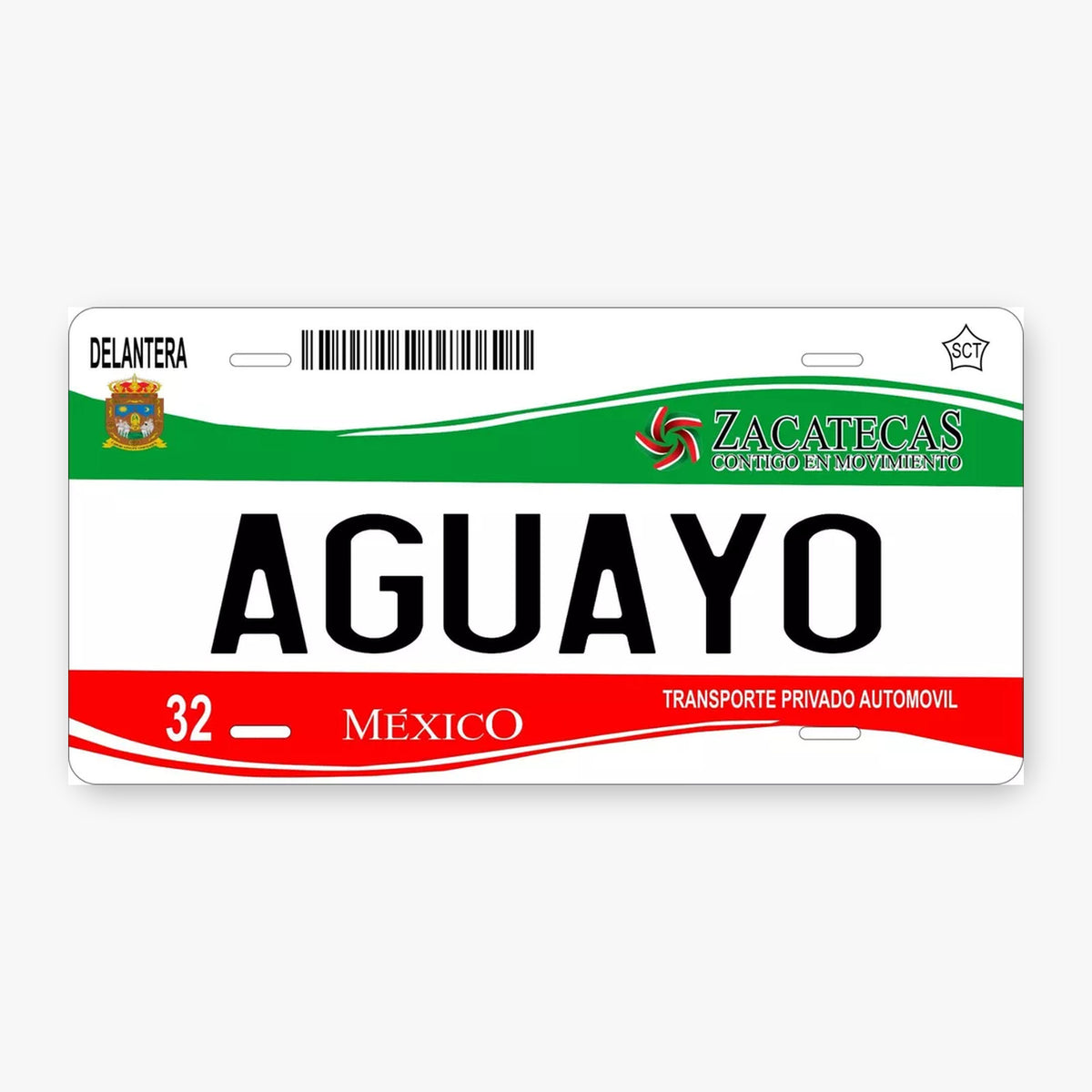 Zatatecas 2011 Scenic Personalized Replica License Plate — product artwork