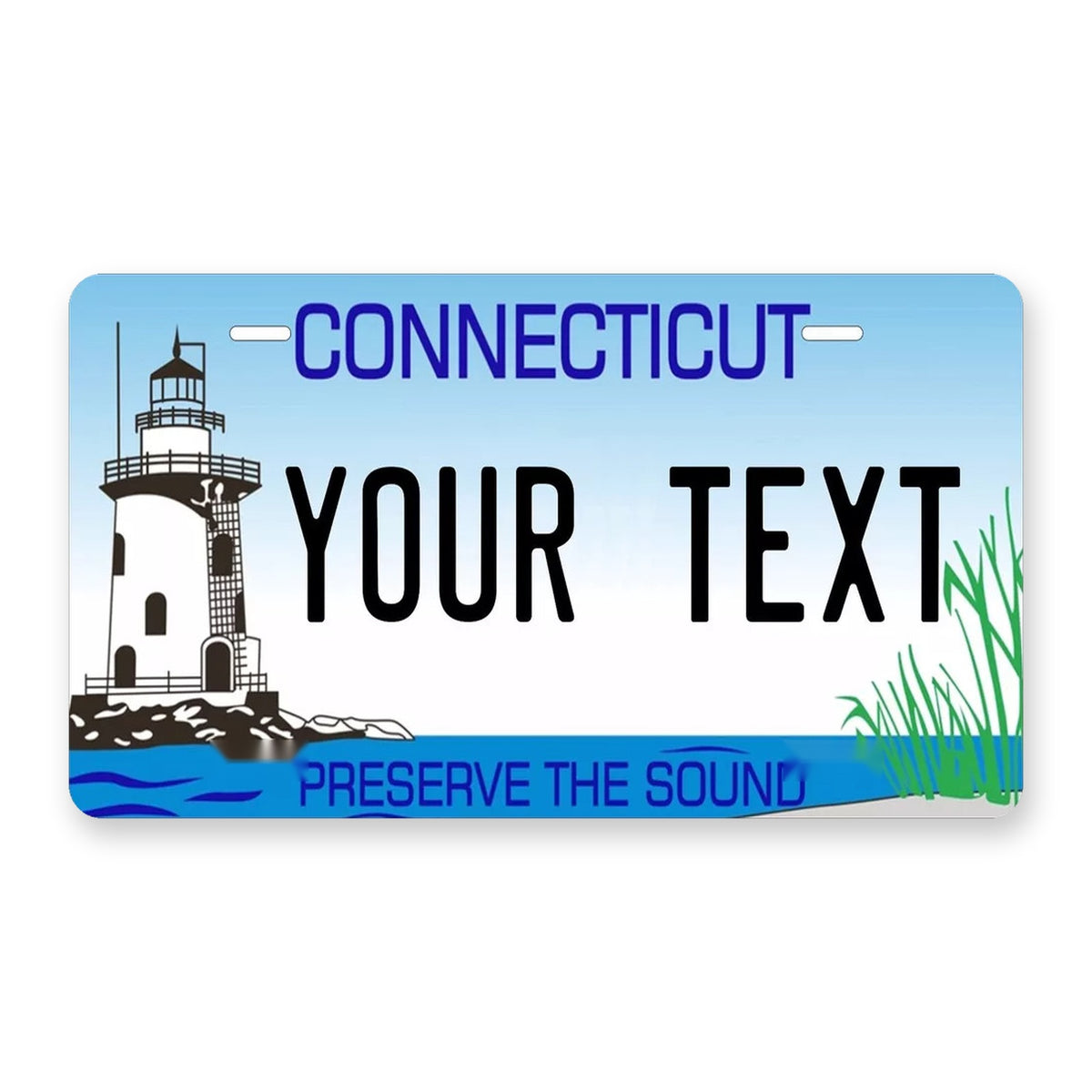 Connecticut Lighthouse Personalized Motorcycle Replica Plate — product artwork
