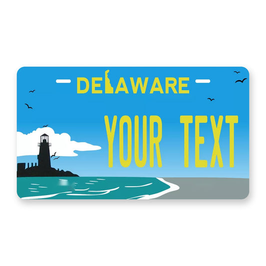 Delaware Lighthouse Personalized Motorcycle Replica Plate — product artwork