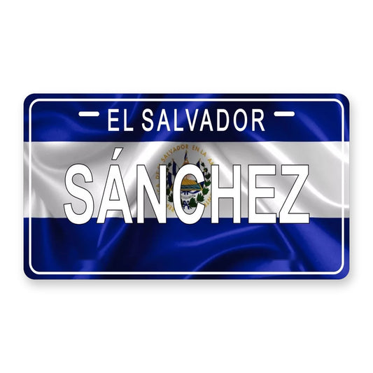 El Salvador Flag Personalized Motorcycle Replica Plate — product artwork