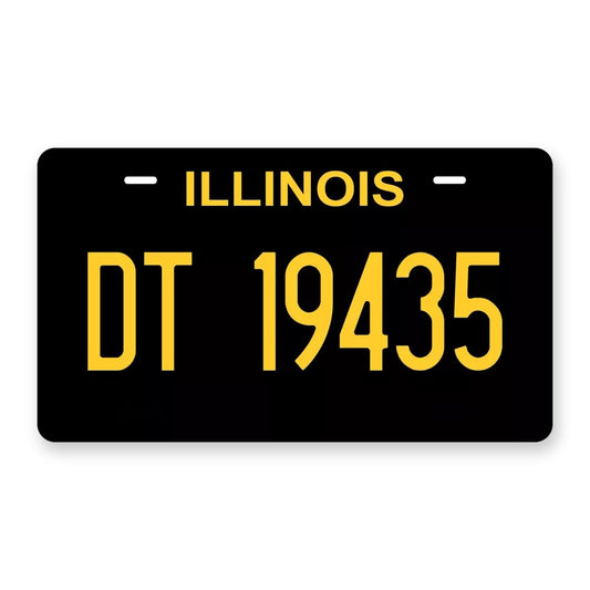 Illinois Black Personalized Motorcycle Replica Plate — product artwork