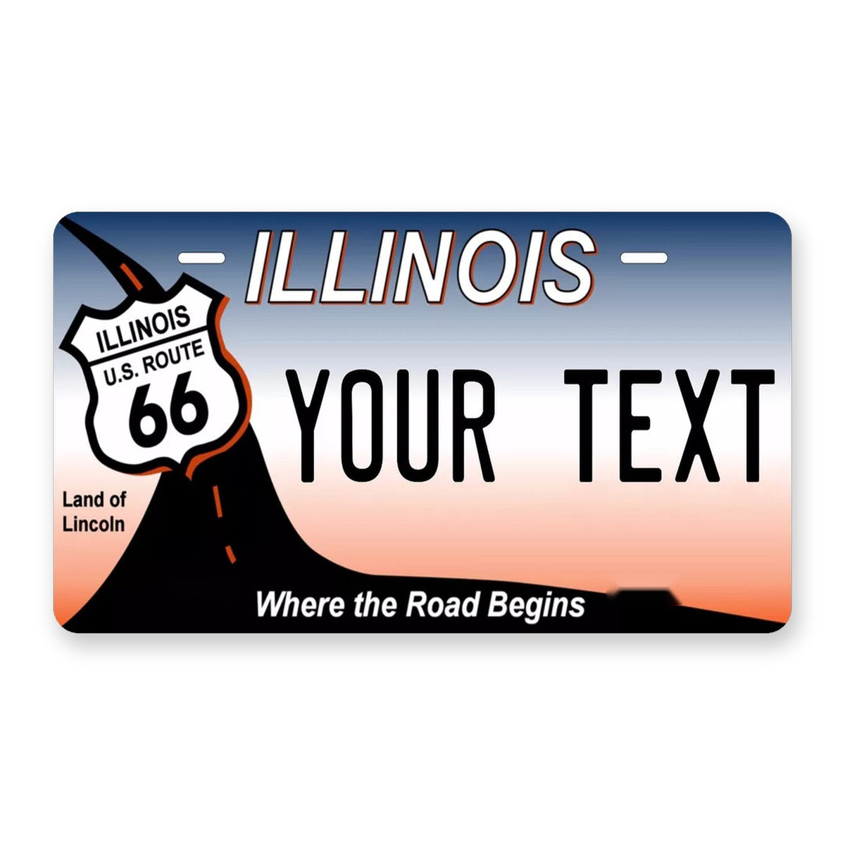 Illinois Rt 66 Personalized Motorcycle Replica Plate — product artwork