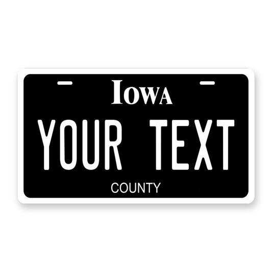 Iowa Black Personalized Motorcycle Replica Plate — product artwork