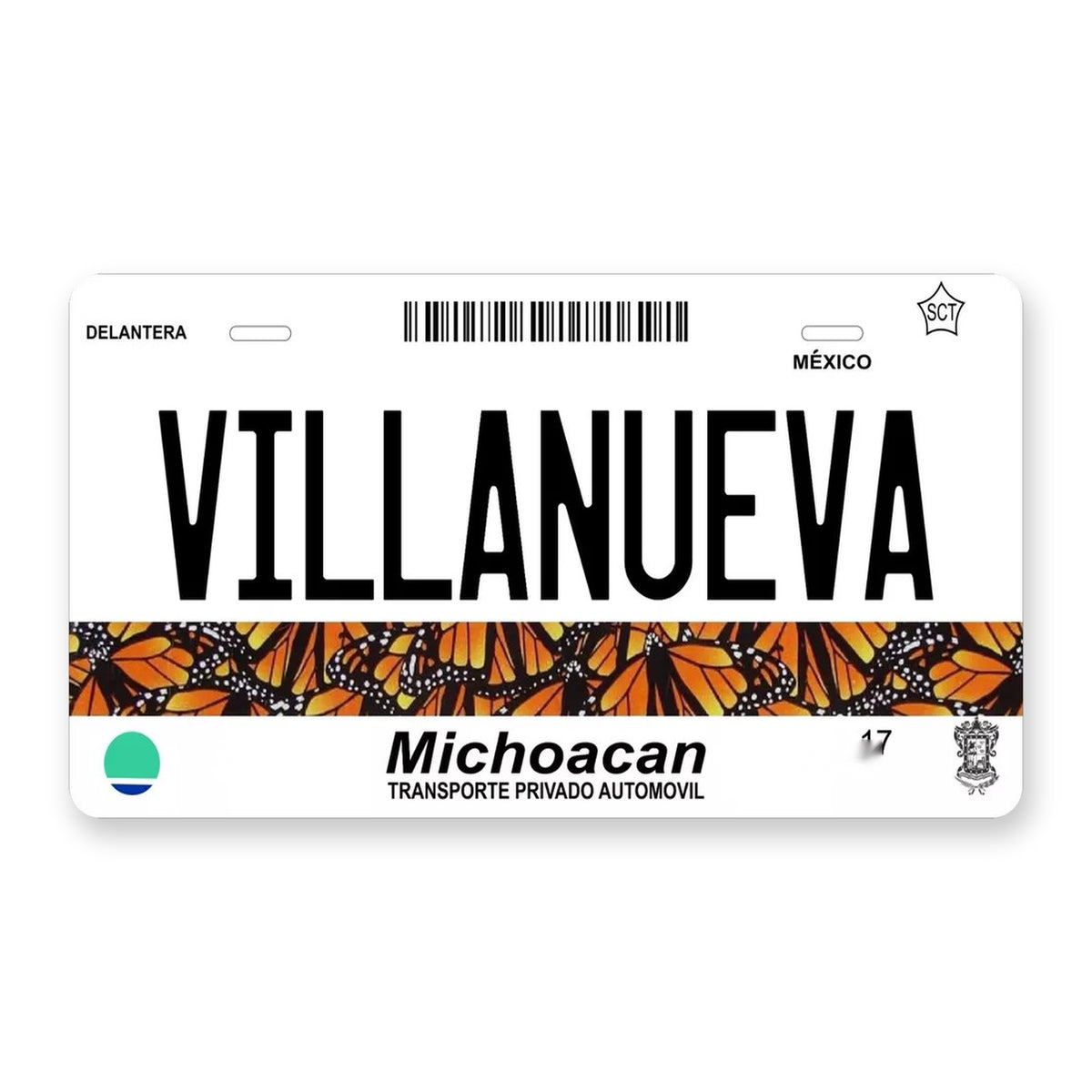 Michoacan 2007 Personalized Motorcycle Replica Plate — product artwork