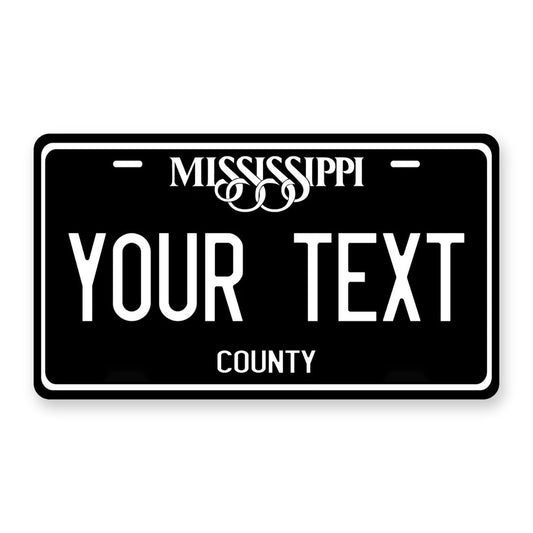 Mississippi Black Personalized Motorcycle Replica Plate — product artwork