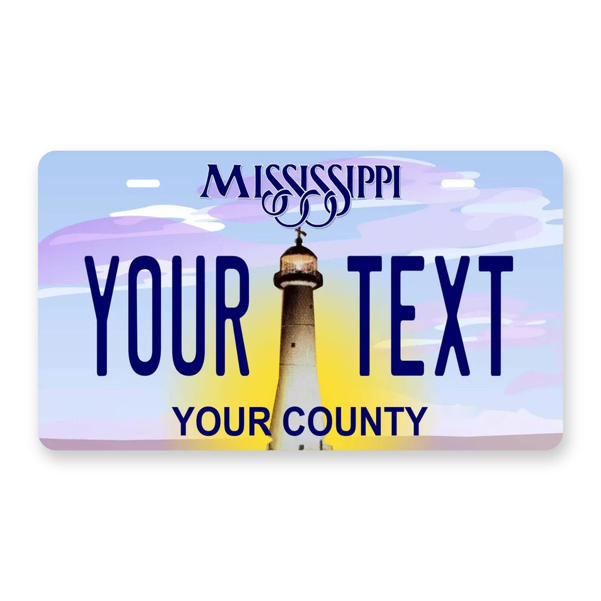 Mississippi Lighthouse Personalized Motorcycle Replica Plate — product artwork