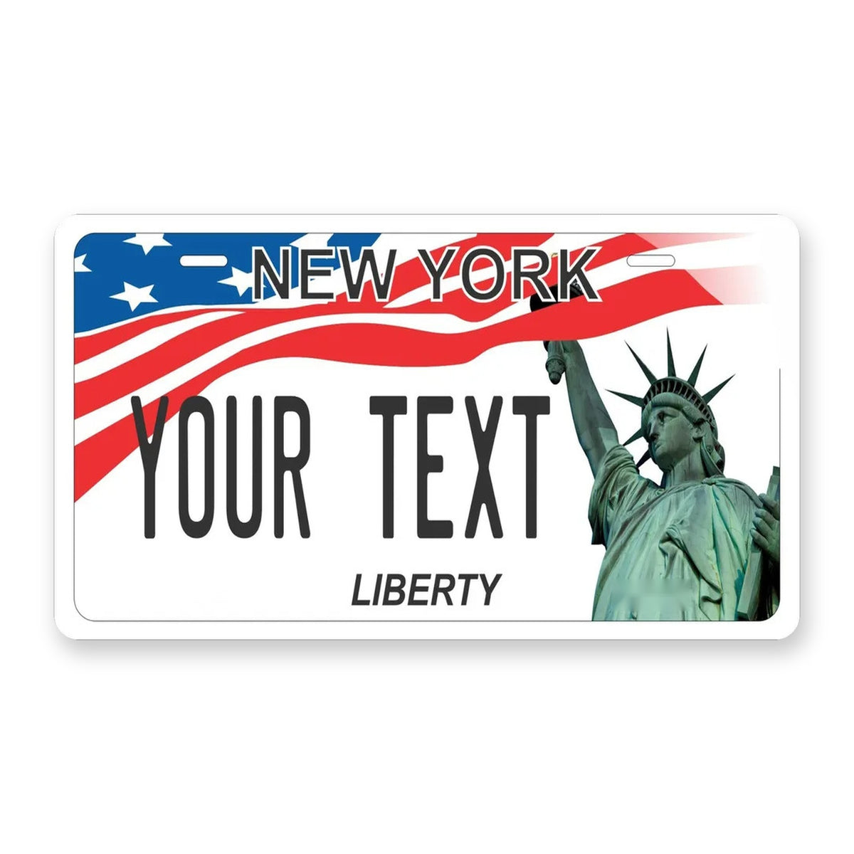 New York Liberty Flag Personalized Motorcycle Replica Plate — product artwork