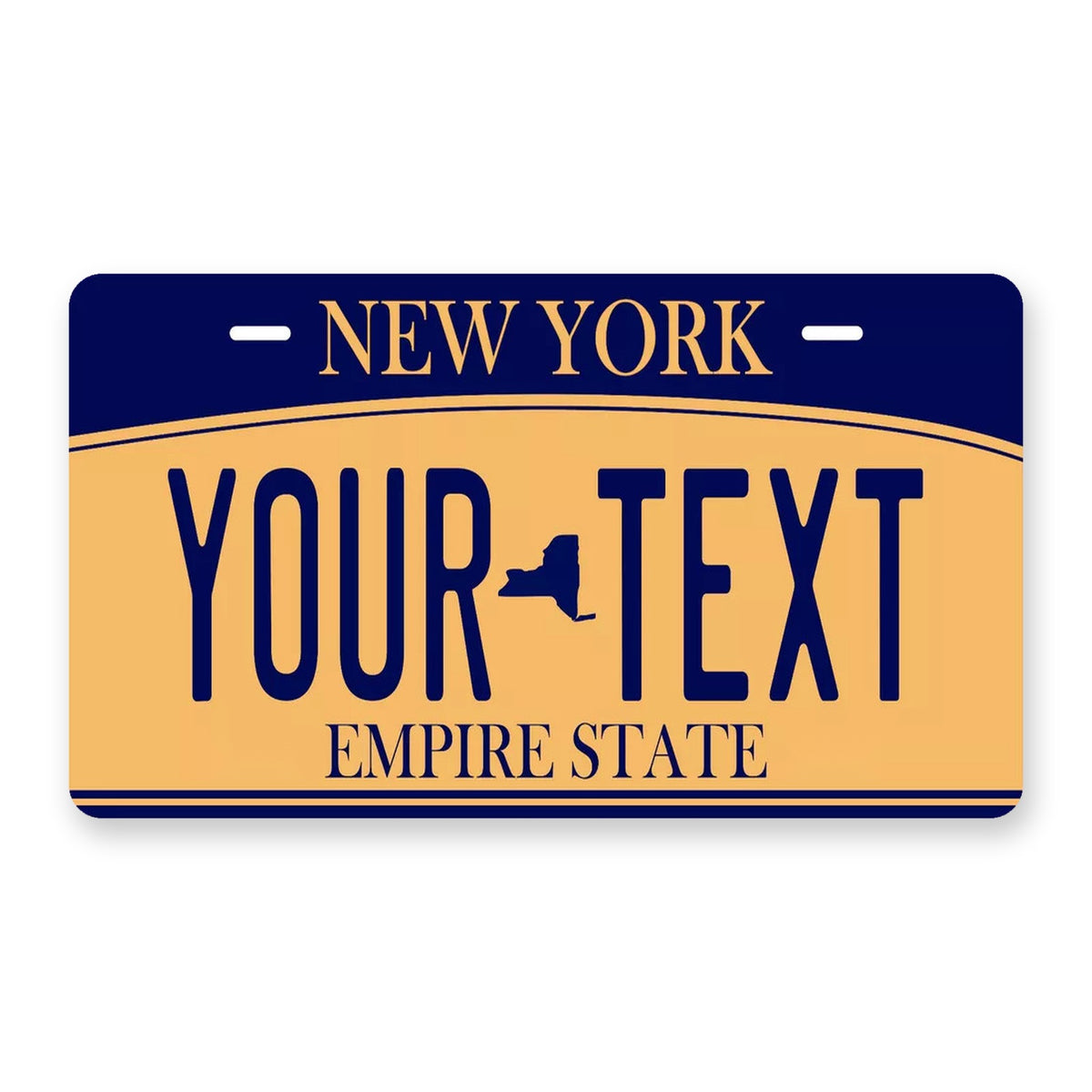 New York Orange Blue Personalized Motorcycle Replica Plate — product artwork