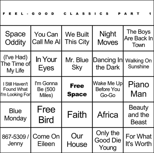 Feel-Good Classics Part 1 100 Music Bingo Cards Printed And Laminated With Playlists