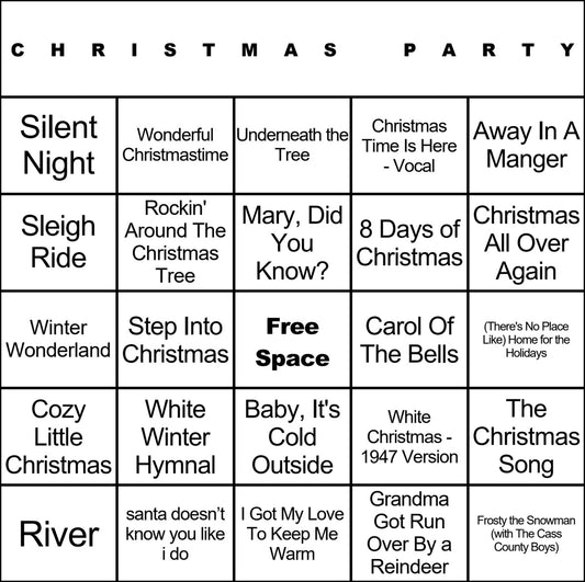 Christmas Party 100 Music Bingo Cards Printed And Laminated With Playlists