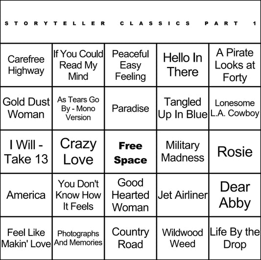 Storyteller Classics Part 1 music bingo card example