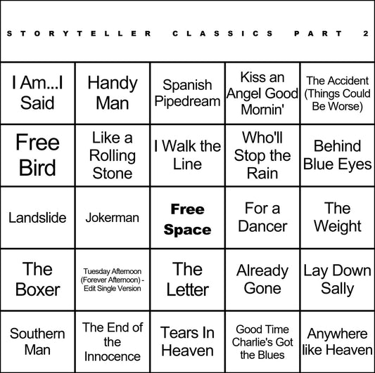 Storyteller Classics Part 2 music bingo card example