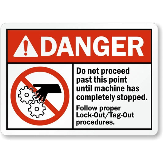 Follow Lockout Procedures Danger Aluminum Sign — product artwork