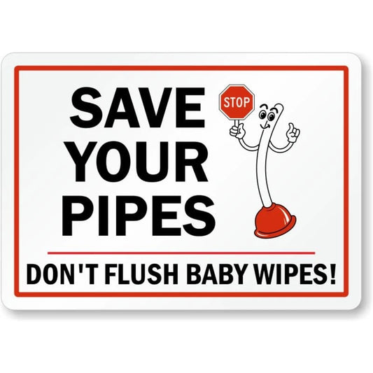 Save Pipes Do Not Flush Aluminum Sign — product artwork