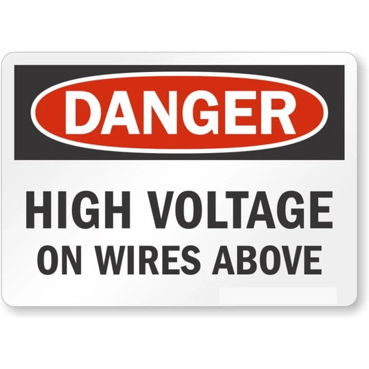 High Voltage on Wires Above Danger Aluminum Sign — product artwork