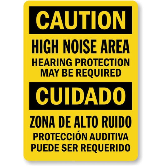 Bilingual High Noise Area Aluminum Sign — product artwork