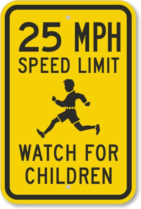 25 MPH Speed Limit Watch for Children Aluminum Sign — product artwork