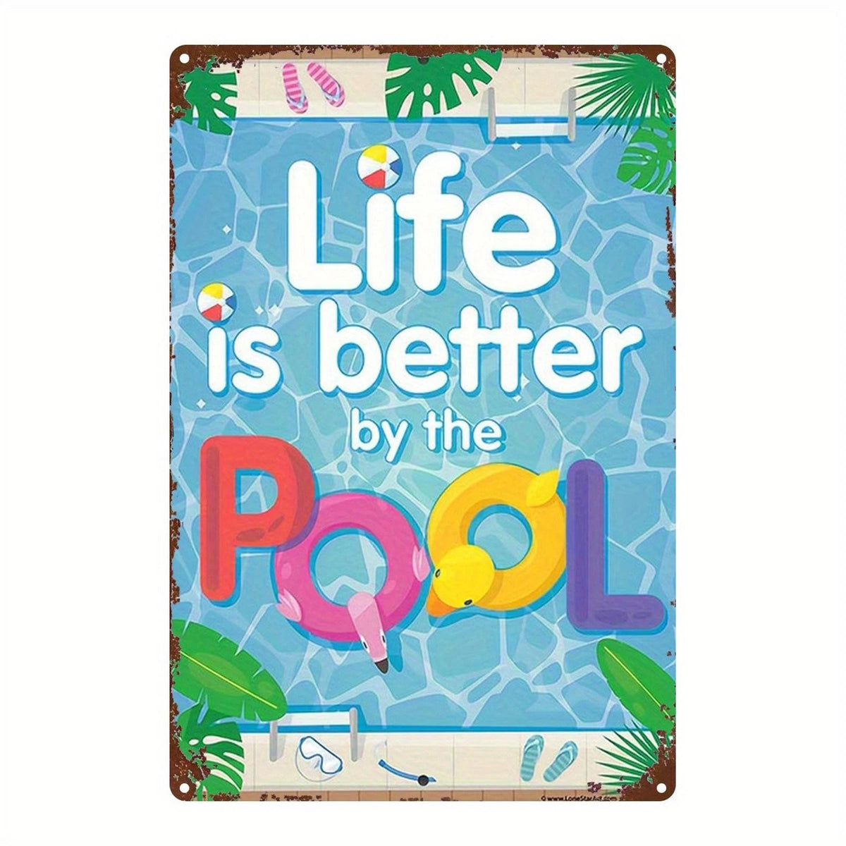 Pool Party Funny Decorative Aluminum Sign — product artwork