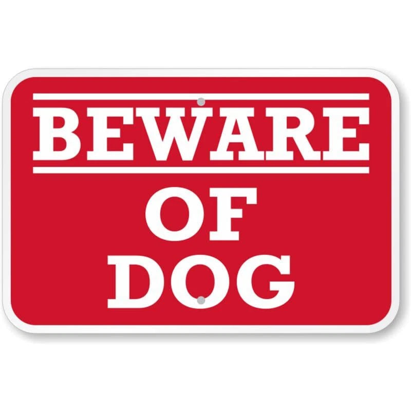 Beware of Dog Red Aluminum Sign — product artwork
