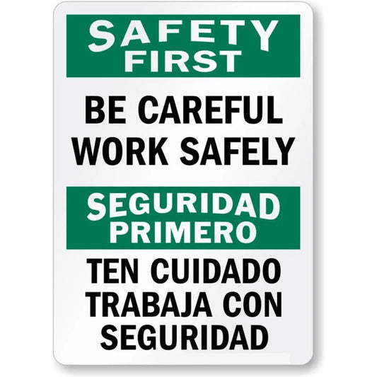 Be Careful Bilingual Aluminum Sign — product artwork