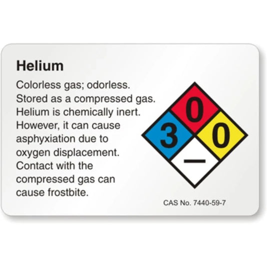 Helium Chemical Safety CAS 7440-59-7 Aluminum Sign — product artwork