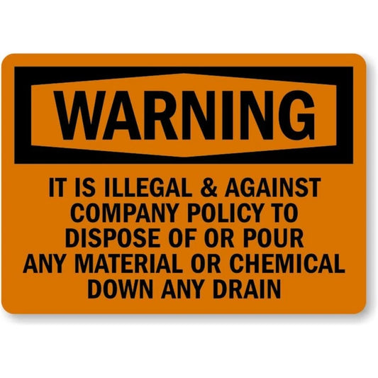 No Chemicals Drain Warning Aluminum Sign — product artwork