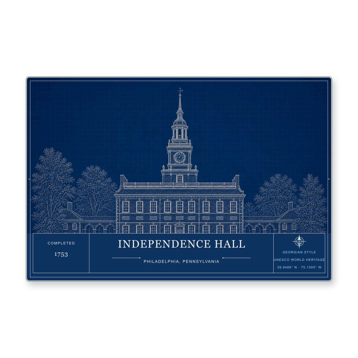 Independence Hall Architectural Wall Art Aluminum Sign — product artwork