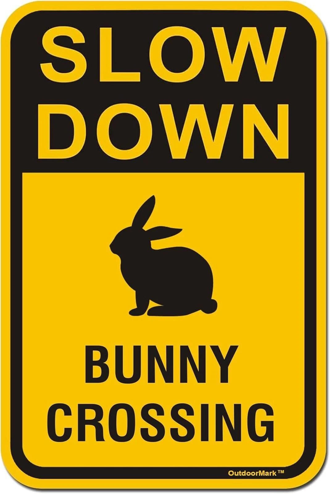 Bunny Crossing Funny Slow Down Aluminum Sign — product artwork