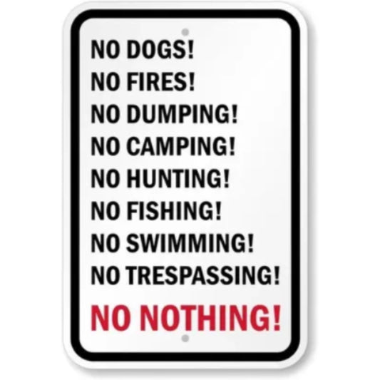 No Nothing Funny Security Aluminum Sign — product artwork
