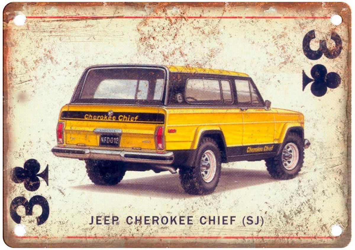 Jeep Cherokee Vintage Retro Auto Ad Aluminum Sign — product artwork