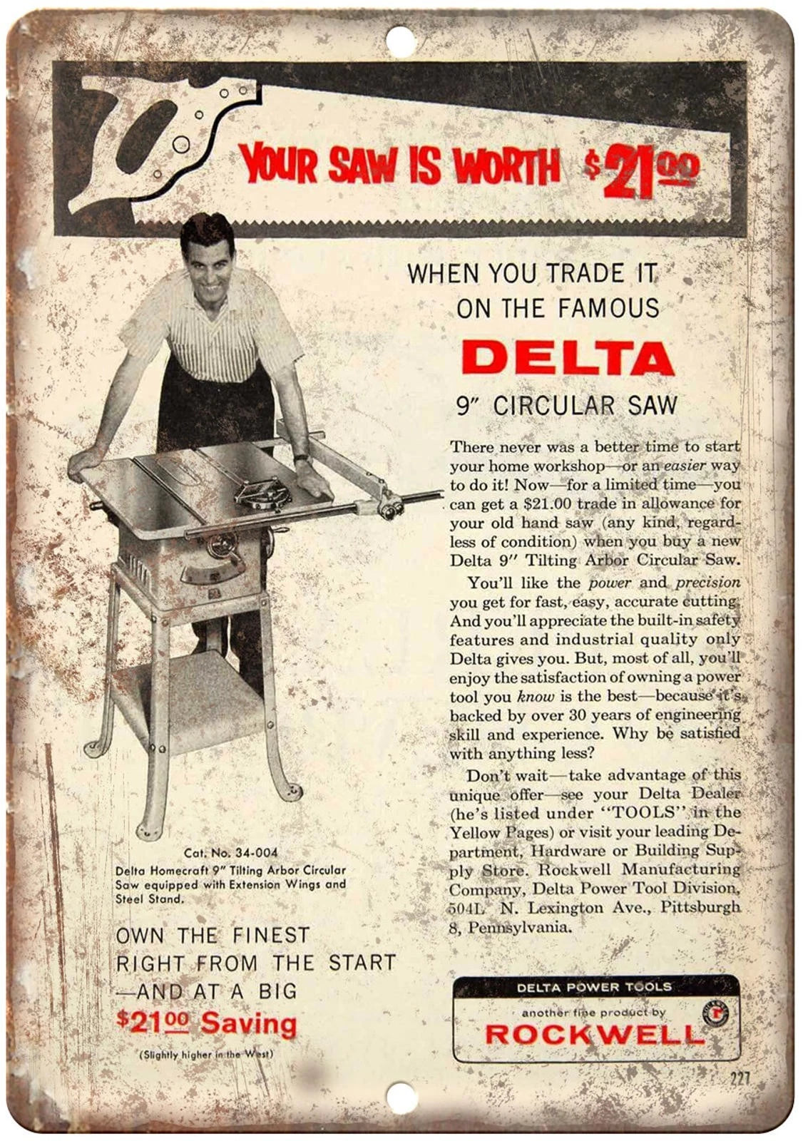 Delta Rockwell Power Tools Aluminum Sign — product artwork