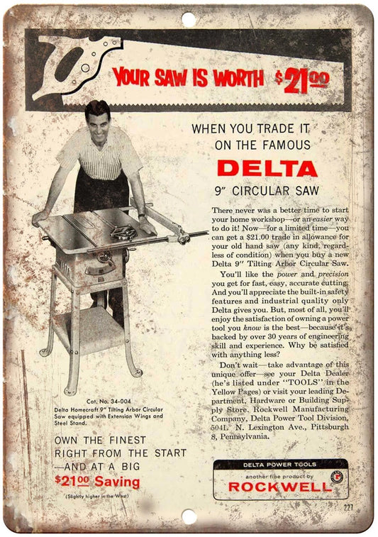Delta Rockwell Power Tools Aluminum Sign — product artwork