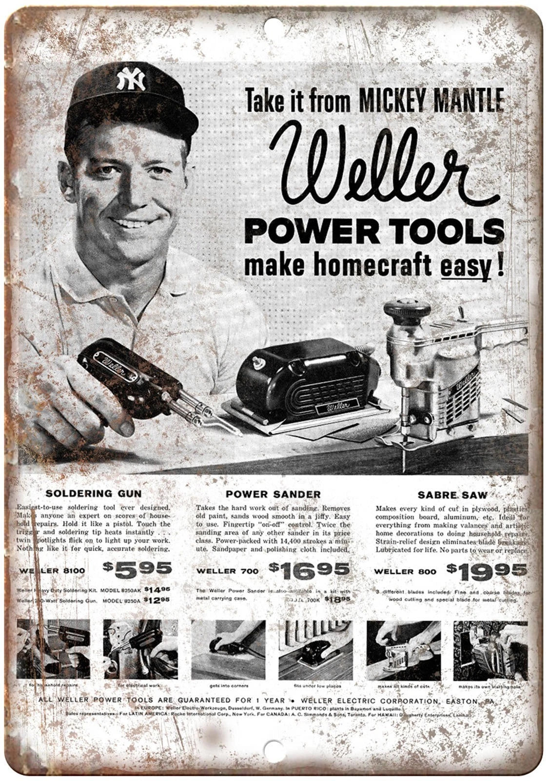 Vintage Weller Power Tools Reproduction Aluminum Sign — product artwork