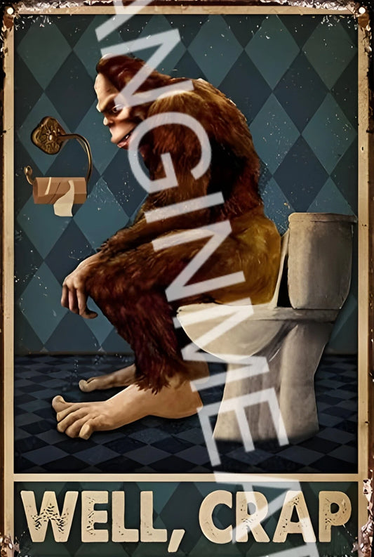 Well Crap Monkey Toilet Aluminum Sign — product artwork