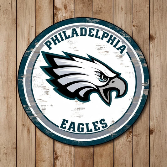 Philadelphia Eagles Logo Wood Plank Round Aluminum Sign — product artwork