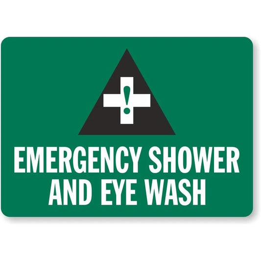 Emergency Shower Eye Wash Medical Cross Aluminum Sign — product artwork