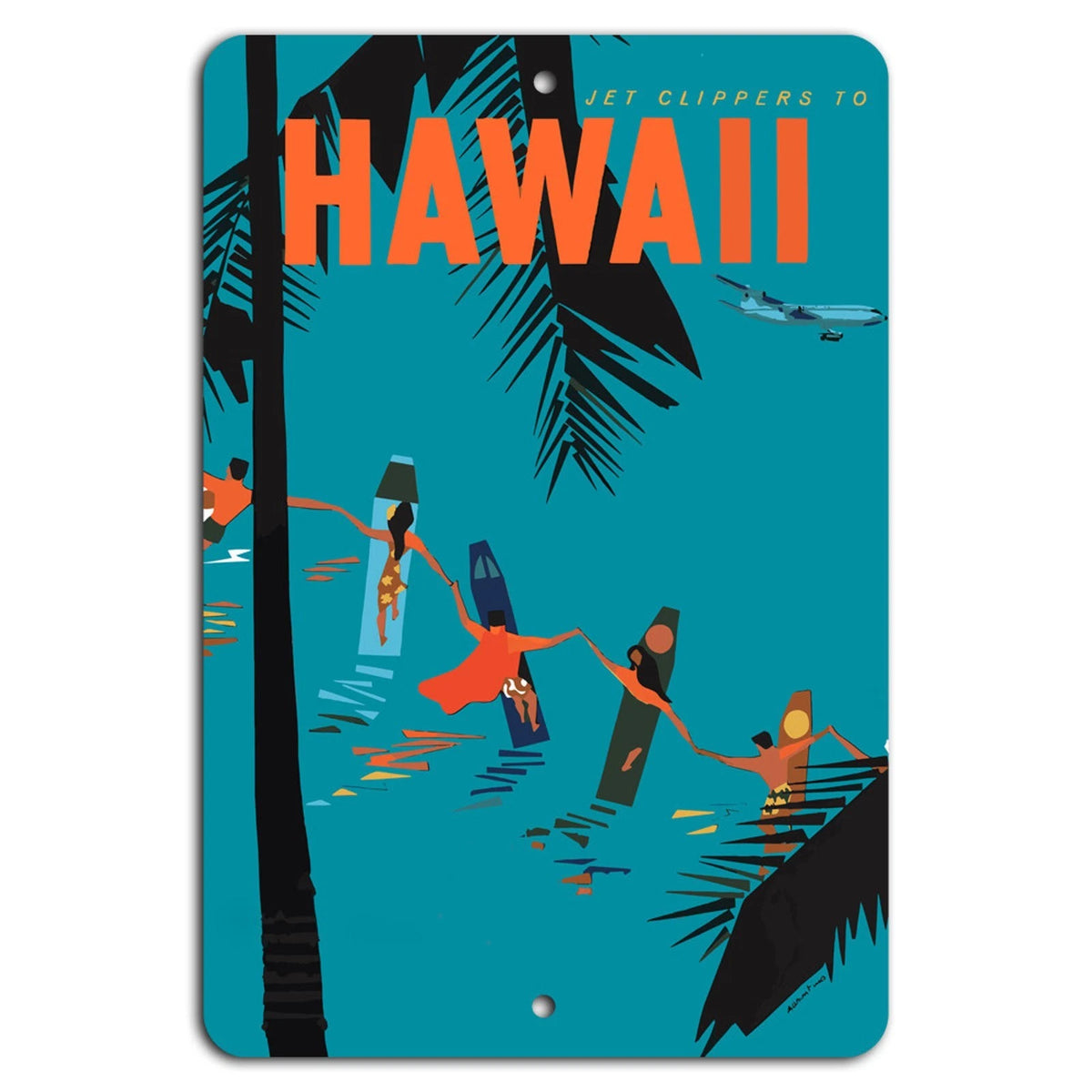Jet Clippers to Hawaii Vintage Travel Aluminum Sign — product artwork